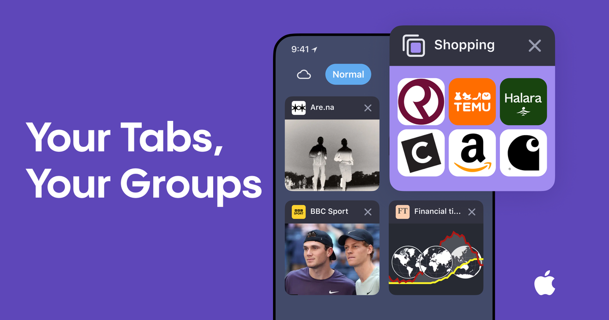 Take them. Group them. Tame them. Aloha Browser for iOS gets organized.